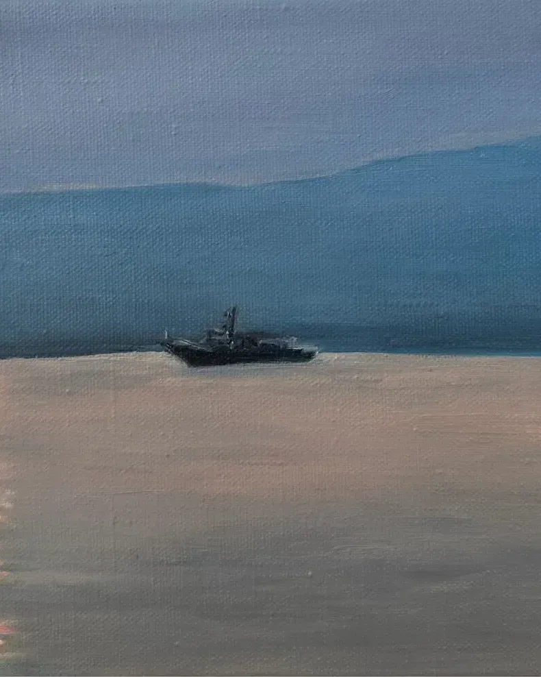 Картина маслом «Где-то вдали» — голубое море