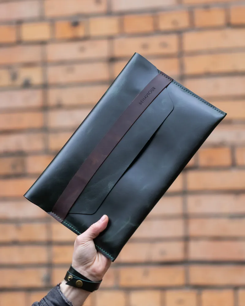 Кожаный чехол-папка для ноутбука MacBook 13 14 дюймов — Зелёный