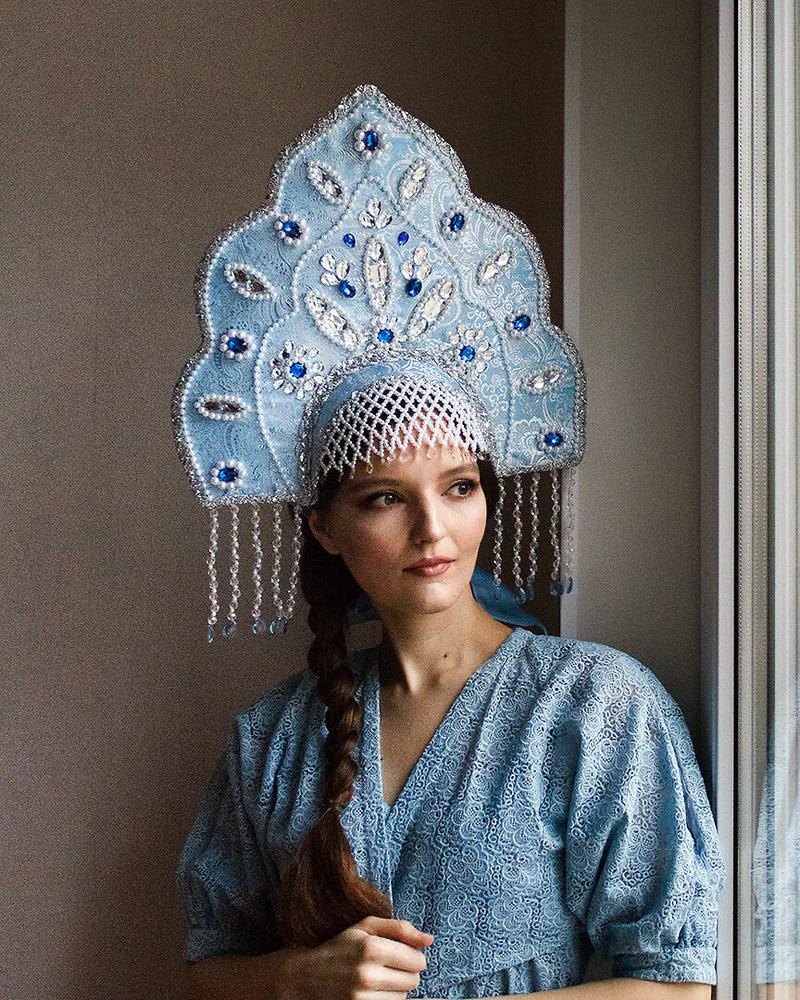 Новогодний русский кокошник Снегурочки — Основной
