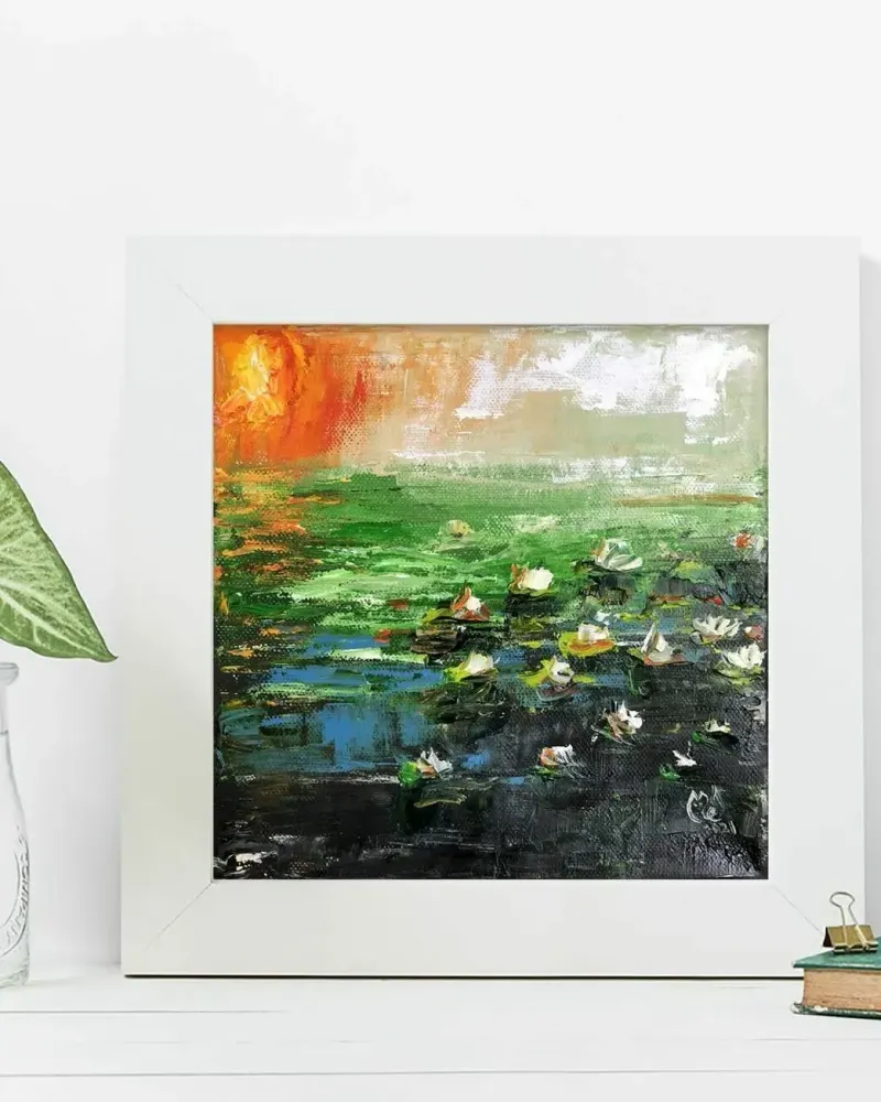 Лилии. Картина маслом 20×20 см — 20×20 см