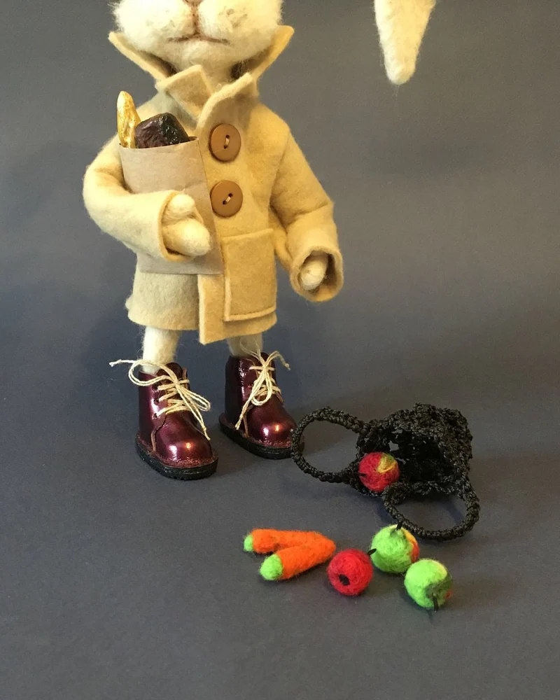 Заяц Проша. Войлочная игрушка. Игрушка из шерсти