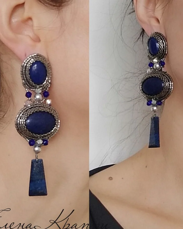 крупные серьги из лазурита