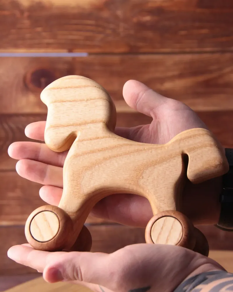 Деревянная игрушка-качалка — Лошадка на колесах, каталочка