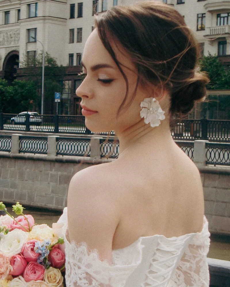 Серьги свадебные «Белое лето»