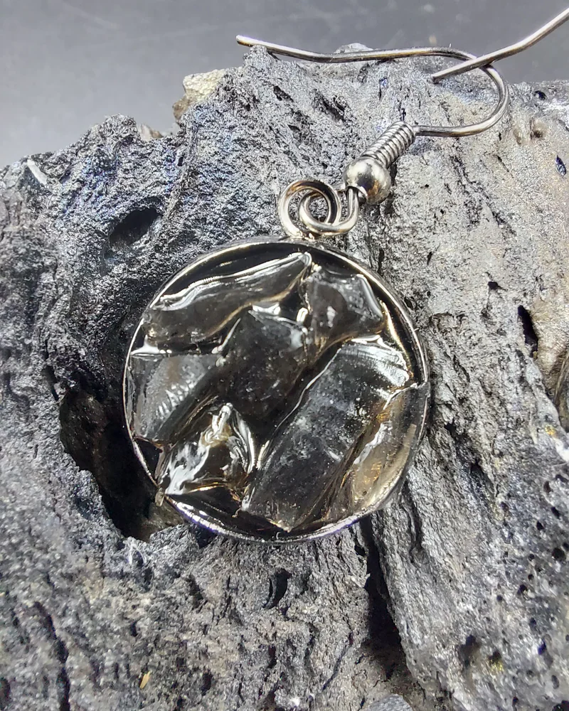 Серьги с обсидианами 1,8см