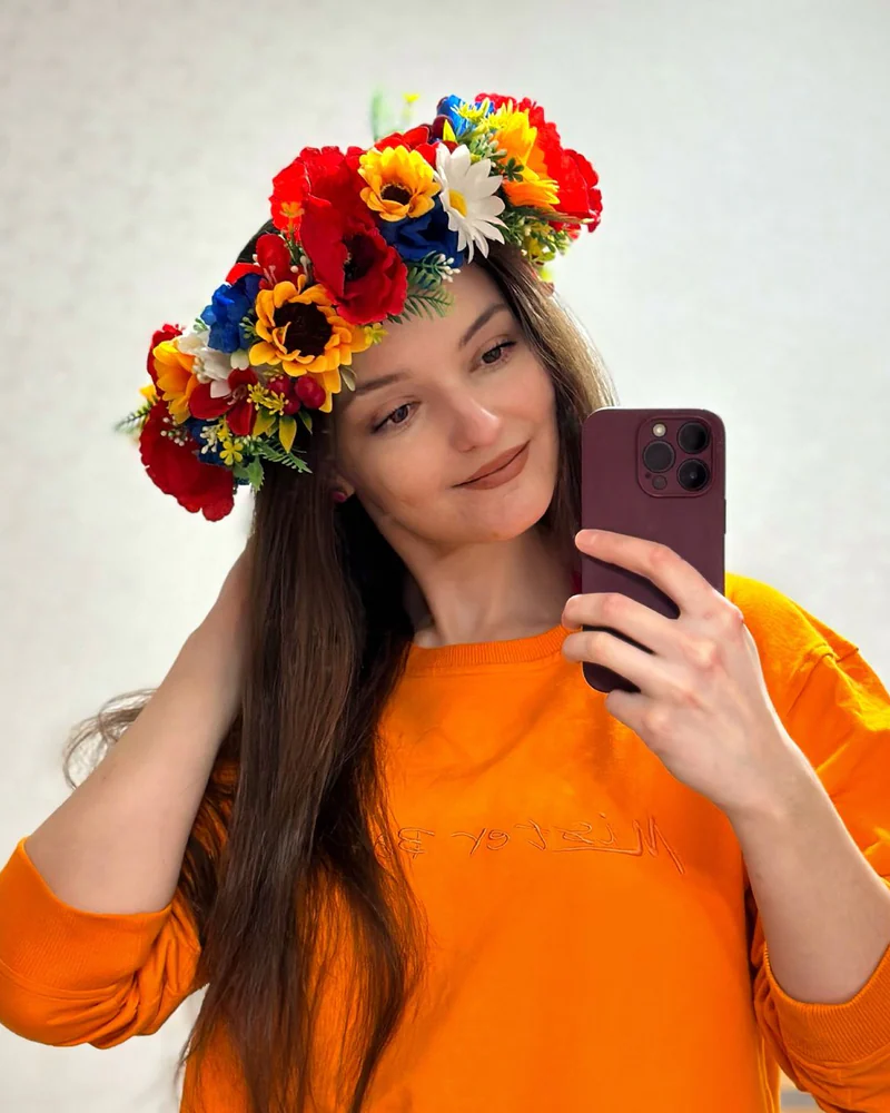 Народный венок с маками, подсолнухами, ромашками и васильками — Основной