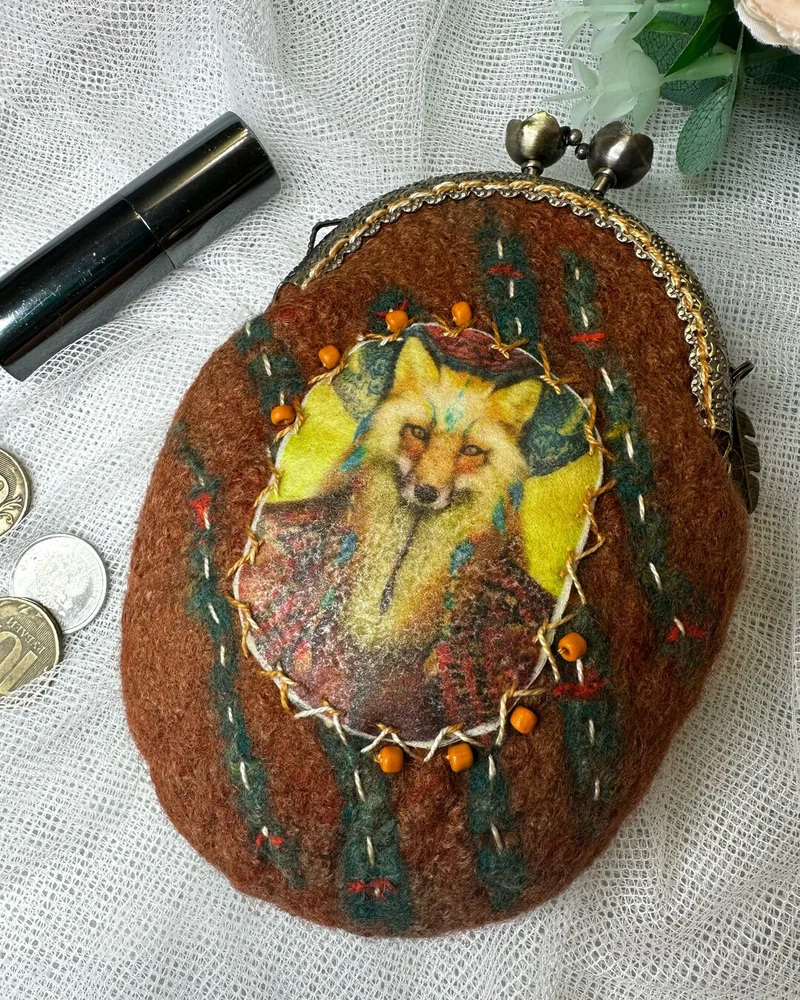 Кошелек с фермуаром. Тотем Лиса. Подарок девушке. Арт л