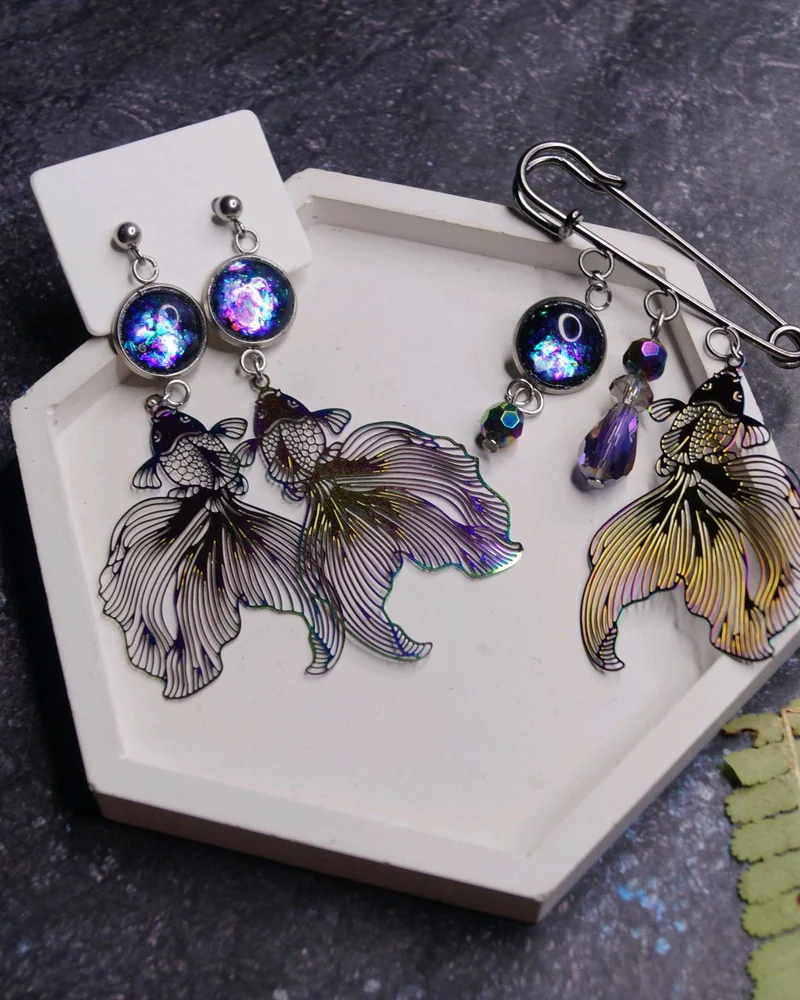 Серьги космические рыбки