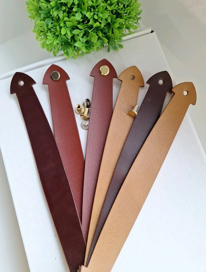 Фигурные ручки из натуральной кожи, 2 шт