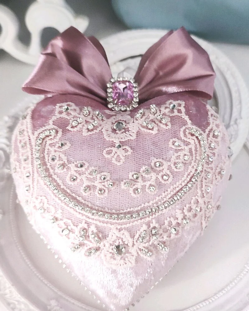 Ёлочная игрушка "Сердце", цвет пудровый