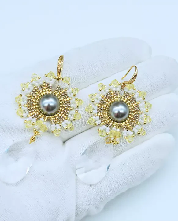 Серьги ажурные ручной работы со Swarovski