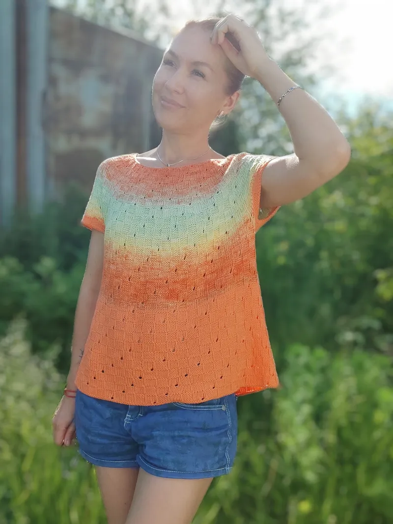 Футболка Шахматка, оранжевая