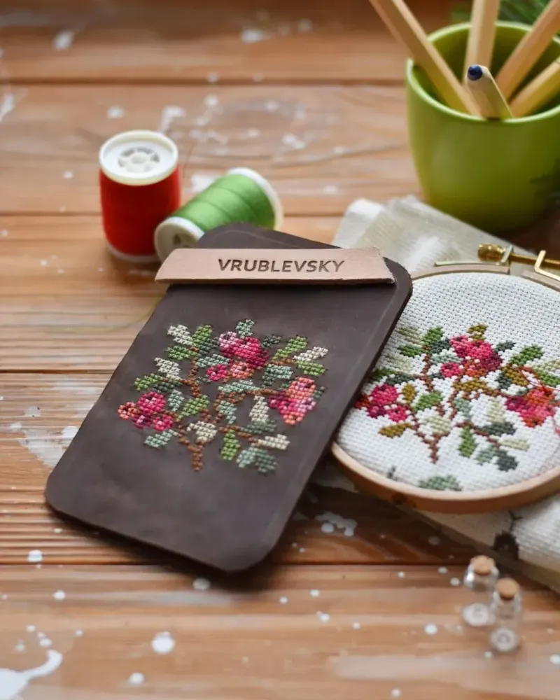 Ключница/Чехол для ключей из кожи Christmas berries — Основной