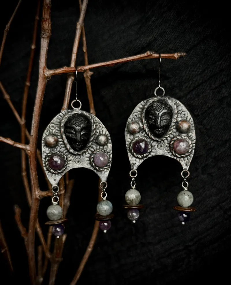 Серьги «Птицы-сестрицы» — Аметисты