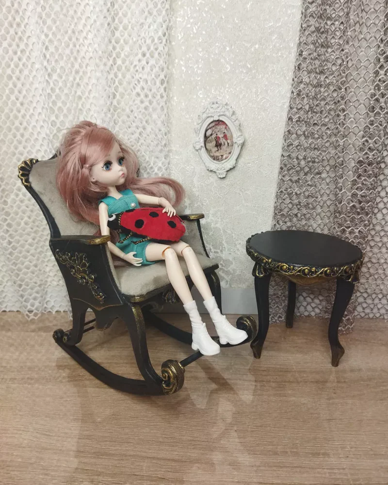 Кресло-качалка для кукол 25–30 см, чёрное