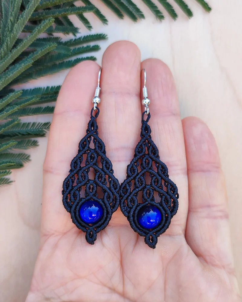 Серьги макраме Леля черные