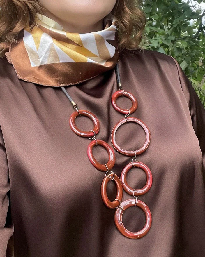 Бусы с Кольцами из керамики — Бусы Крупные кольца