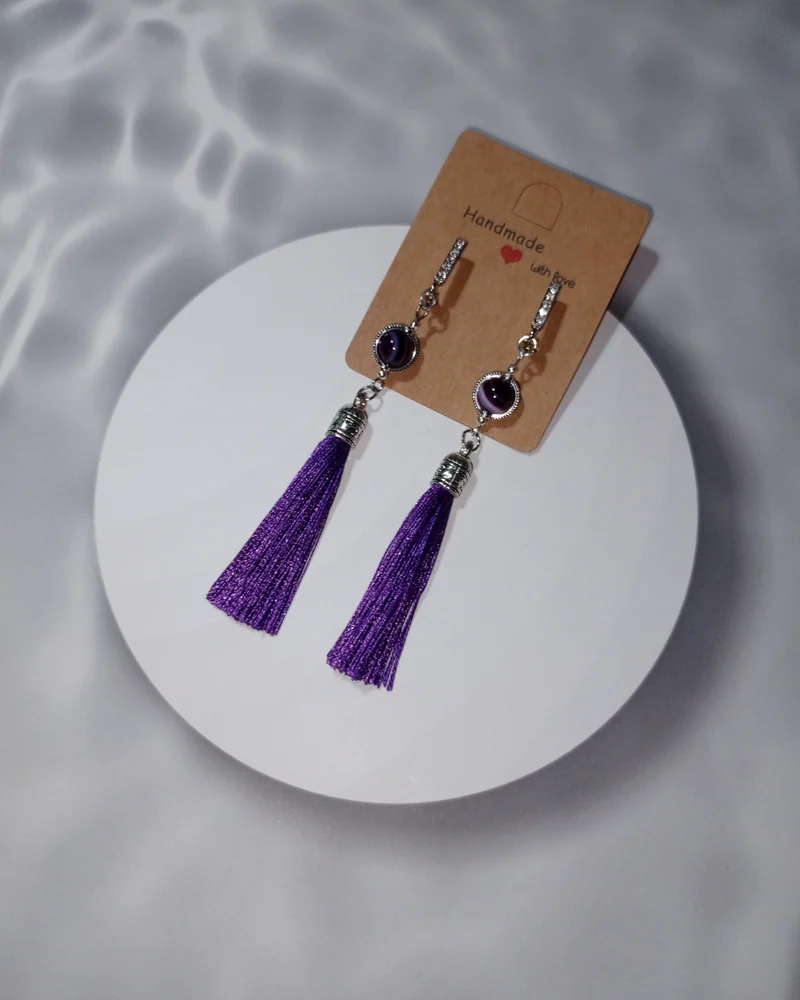 Серьги-кисточки "Violette" с фиолетовым агатом