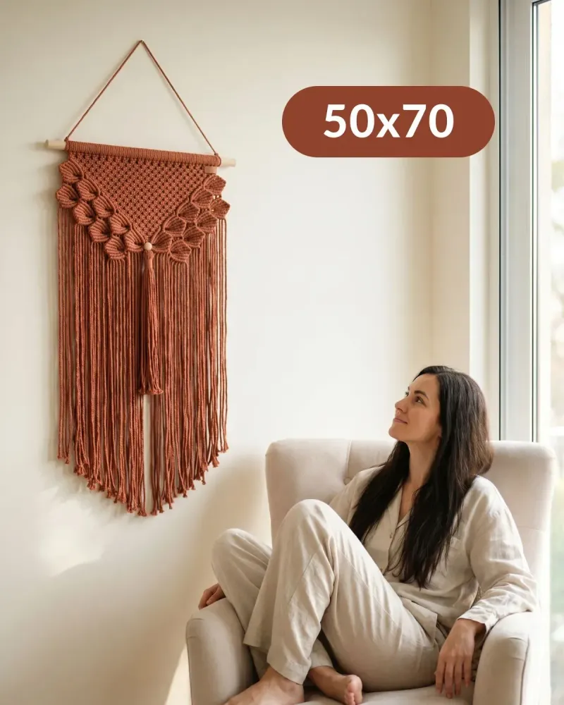 Макраме-панно на стену 50×70 — Терракотовый