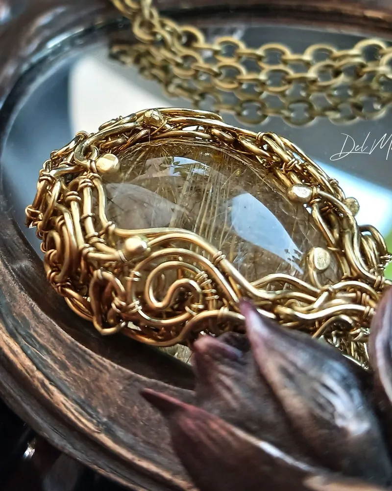 Кулон «Venus Gold» с рутиловым кварцем — Коричневый, Рутиловый кварц 1
