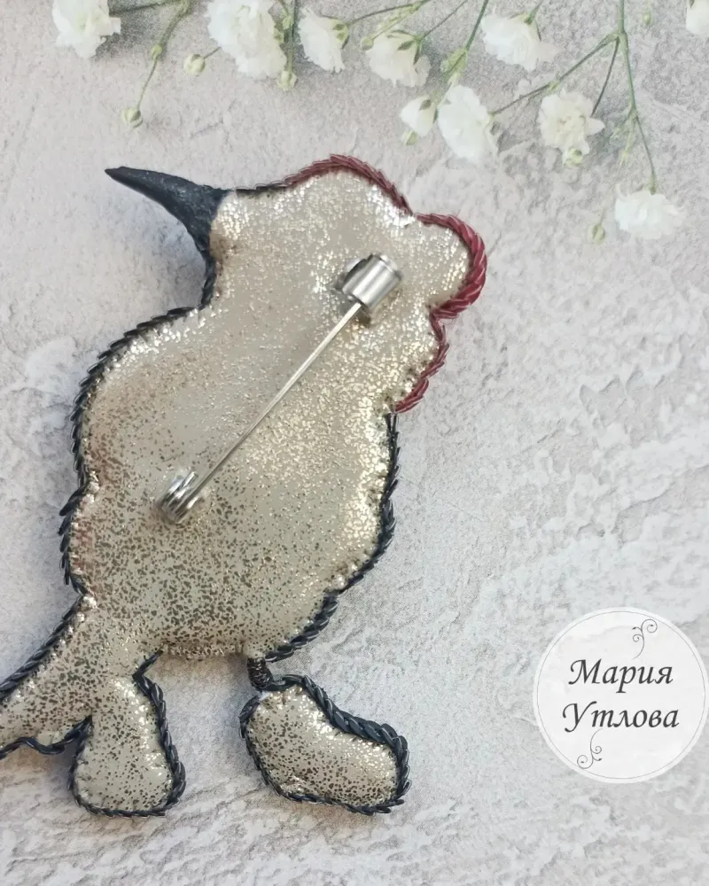 Брошь «Сорока», разноцветная