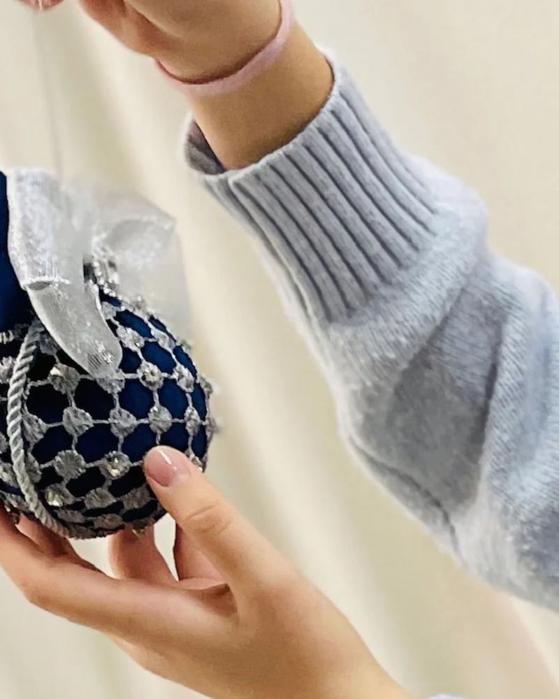 Ёлочные шары Новогодние игрушки Набор ёлочных игрушек Морозные узоры — синий