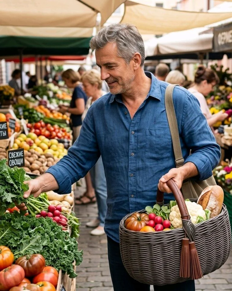Плетеная корзина для грибов, овощей, фруктов, пикника — Тёмно-коричневая