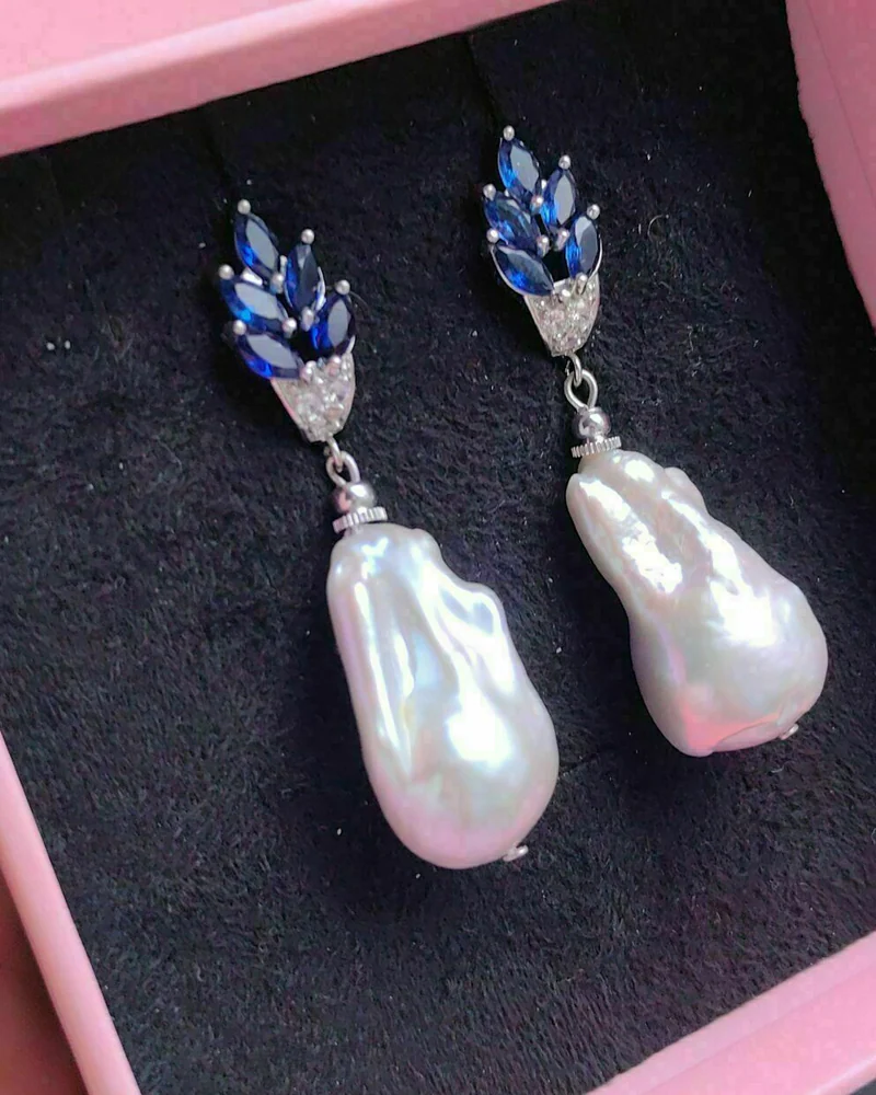 Серьги с жемчугом барокко Серого цвета