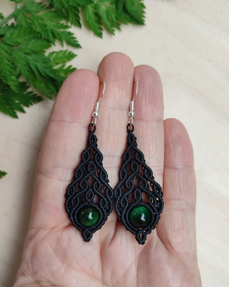 Серьги макраме Леля черные