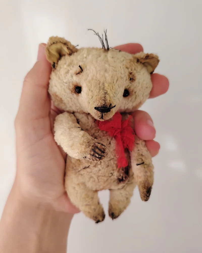 Коричневый мишка из винтажного плюша