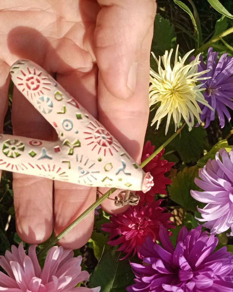 Курипе для рапе из керамики — Белая глина, синяя глазурь