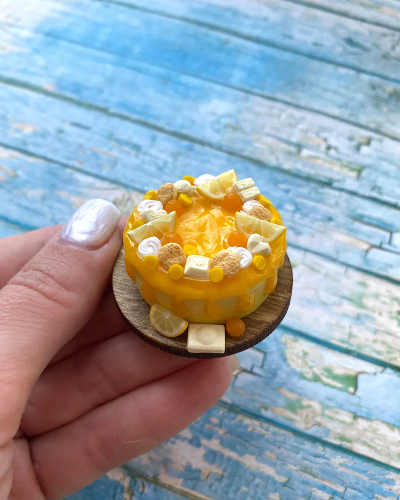 Кукольный Миниатюрный Торт «Лимонное настроение 🍋»