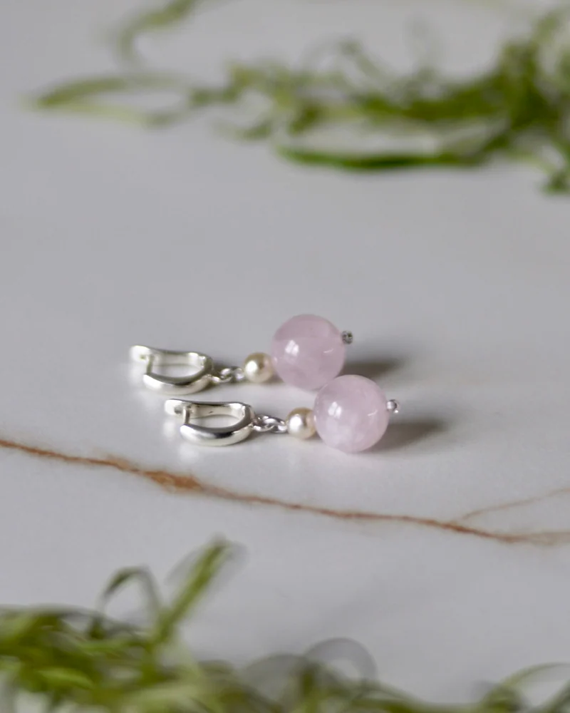 Серьги с розовым кварцем — Серьги с розовым кварцем