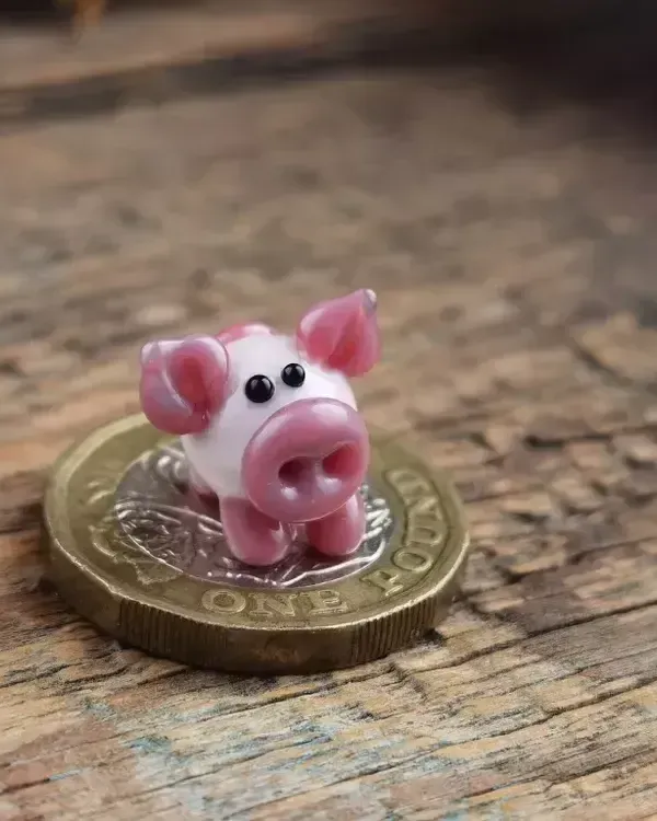 Стеклянная фигурка «Свинка крошечная» — 15мм