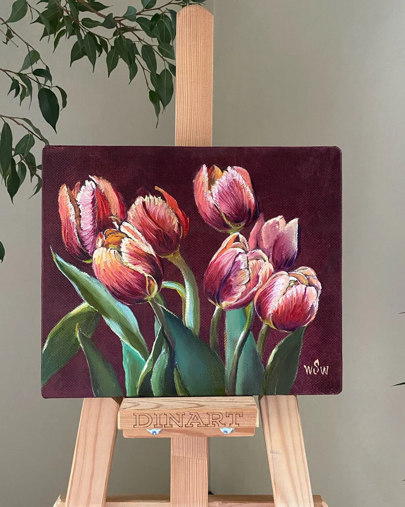 Картина маслом. Тюльпаны. 30×25 см — Оригинал
