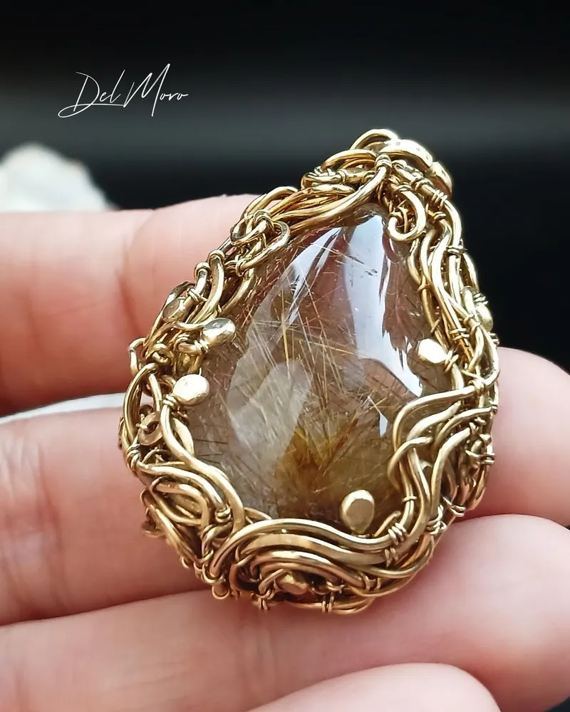 Кулон «Venus Gold» с рутиловым кварцем — Коричневый, Рутиловый кварц 1