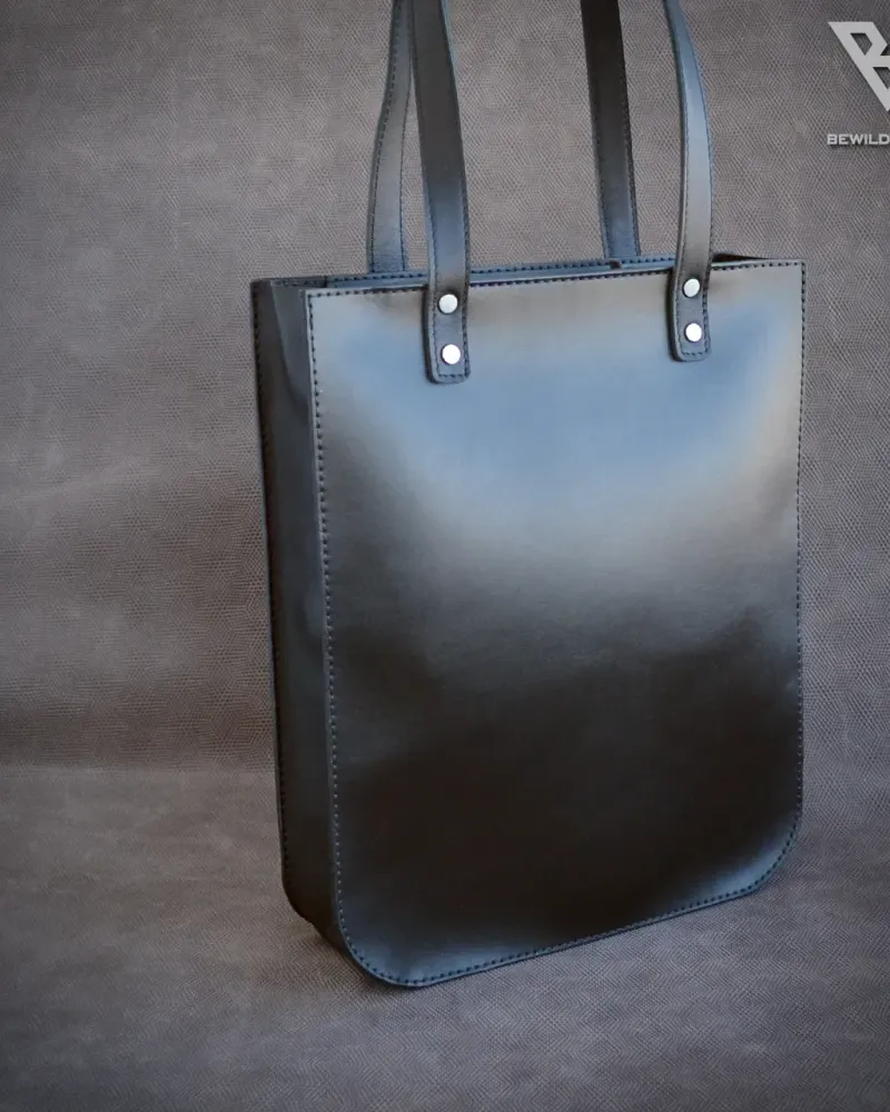 Сумка-шоппер из натуральной кожи — Сумка - шоппер, тоут бэг, tote bag чёрна
