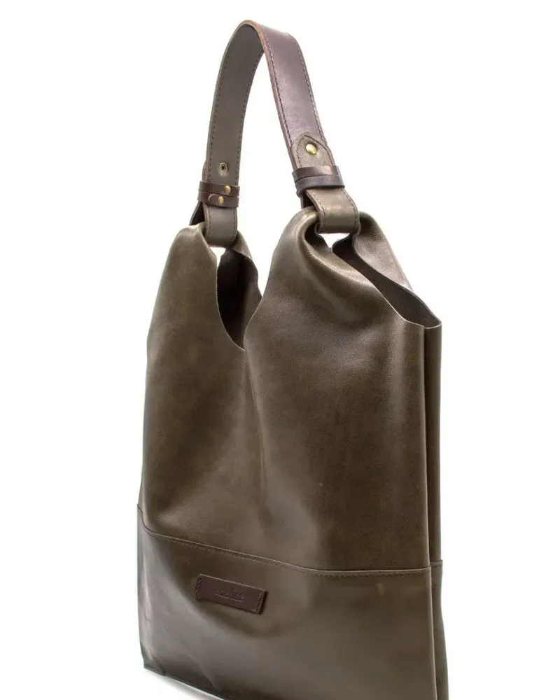 Сумка-шоппер кожаная "Элис" — Олива