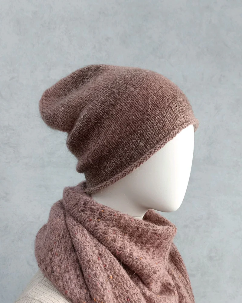 Комплект-шапочка бини и косынка Baby Alpaca — Ягодный