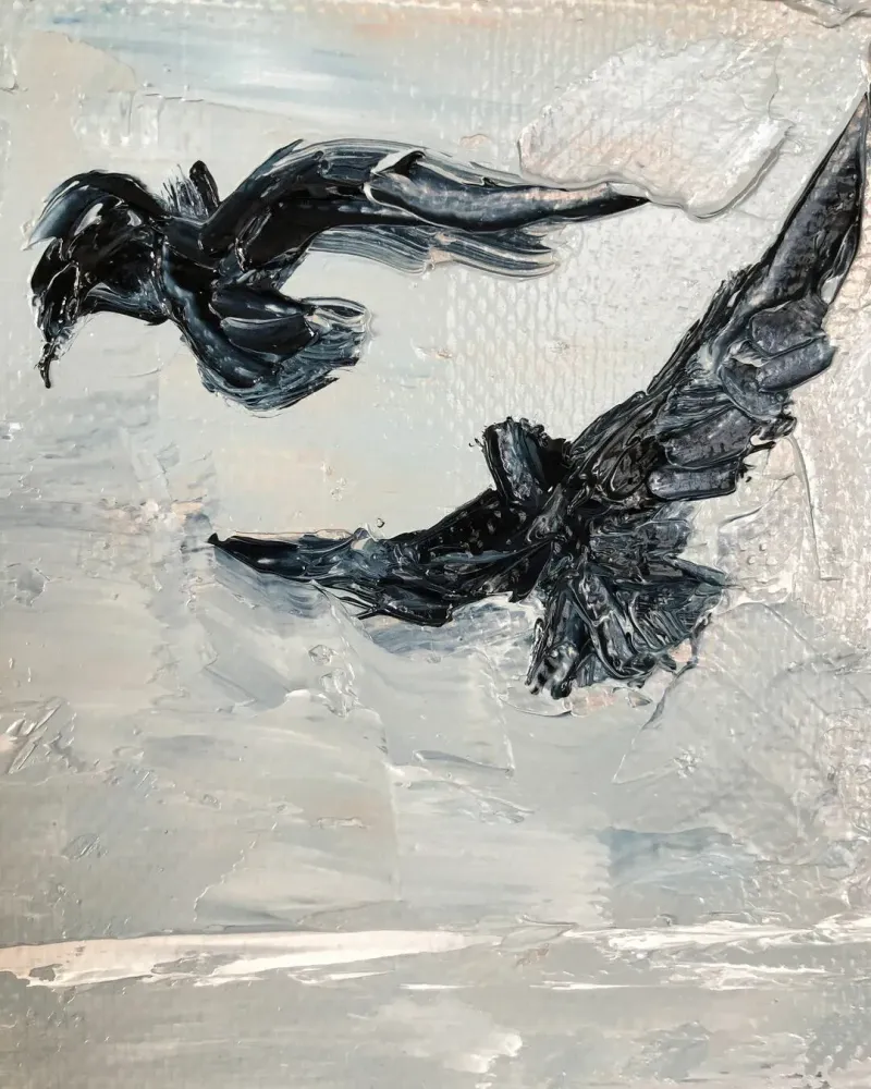 Море и чайки. Картина маслом 20×20 см — 20×20 см