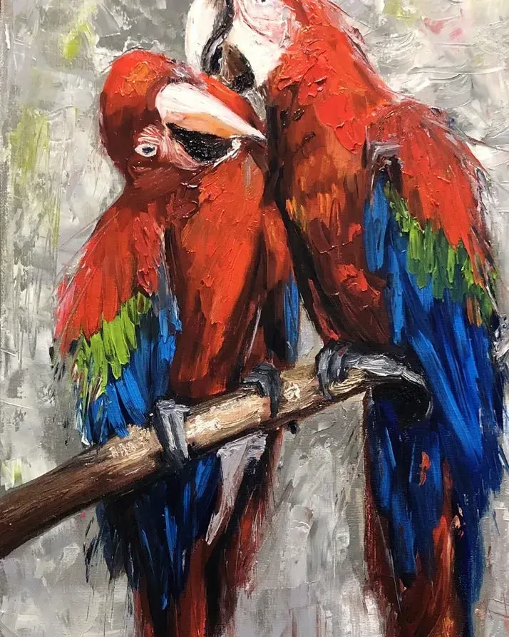 Попугаи Ара. Картина маслом 30×60 см — 30×60 см