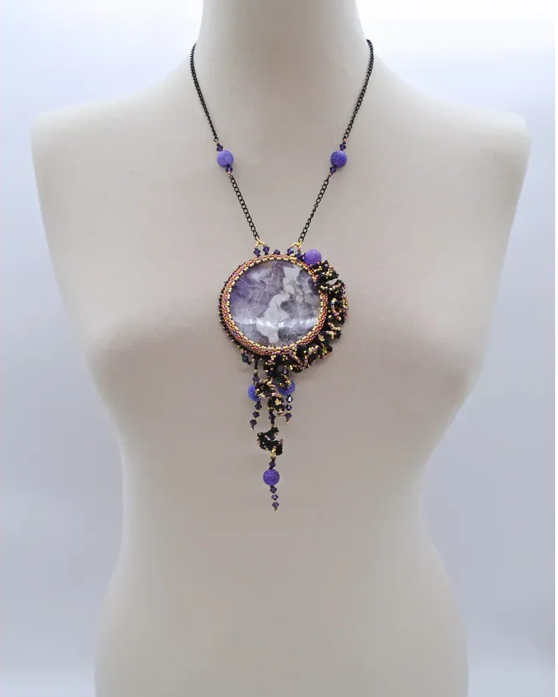 Кулон с аметистом и Swarovski