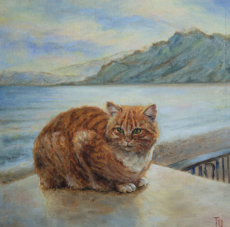 Морской кот. Картина маслом. 30х30 см