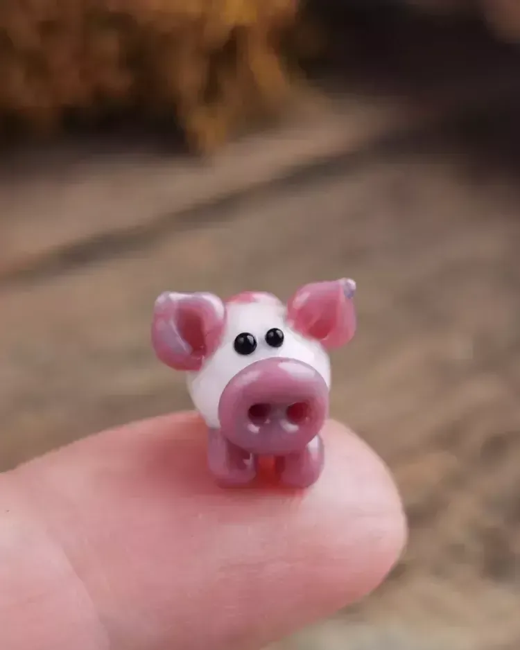 Стеклянная фигурка «Свинка крошечная» — 15мм