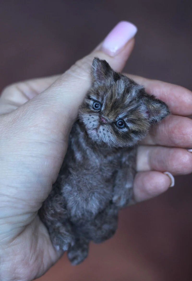 Котенок тедди 9,5 см, серый