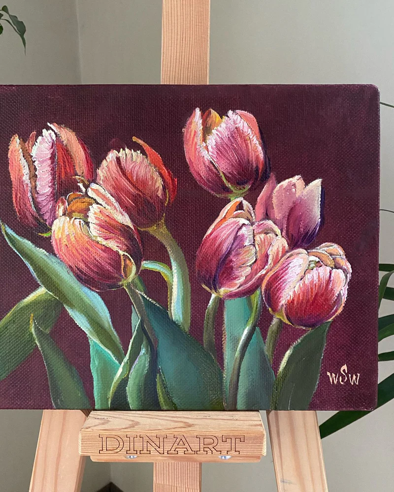 Картина маслом. Тюльпаны. 30×25 см — Оригинал