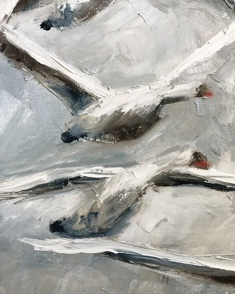 Гуси. Картина маслом 40×40 см — 40×40 см