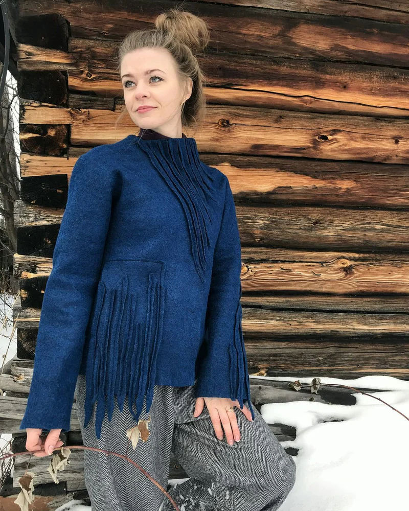Жакет валяный "Синяя птица"