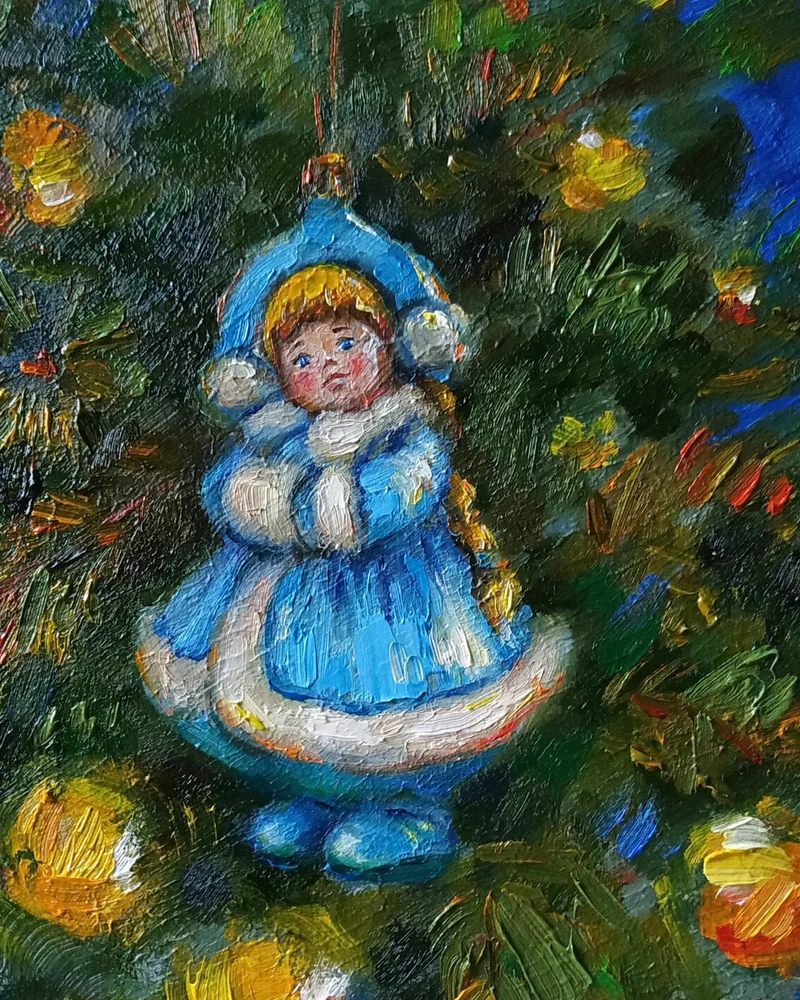 Серия "Новогодние игрушки" картины маслом новогодние