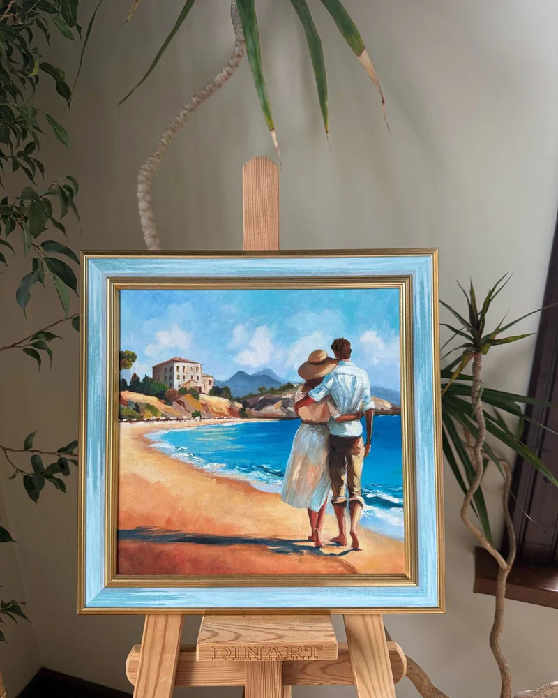 Картина маслом море 38×38см морской пейзаж — Оригинал